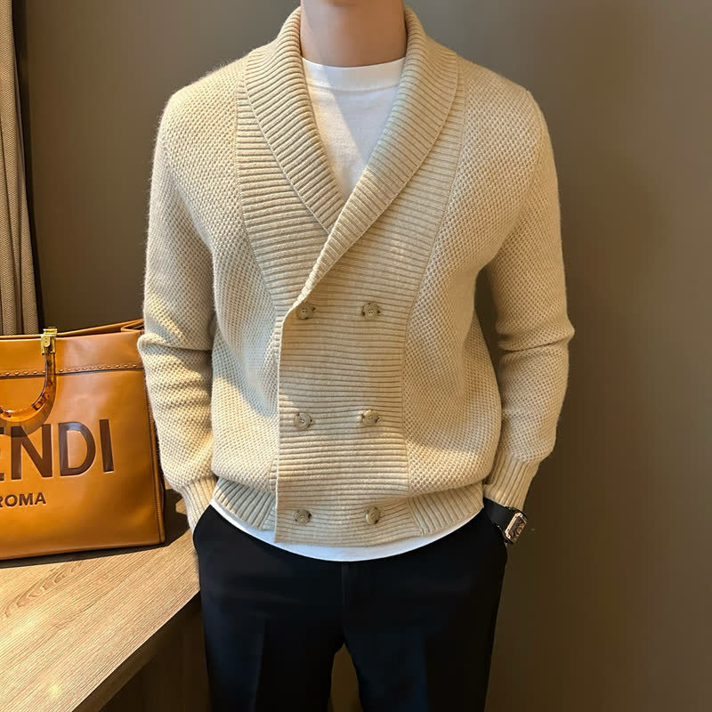 Men’s Solid Color British Style Business Knit Jacket